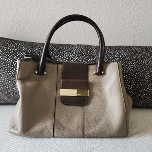 Michael Kors Cream and Brown Satchel
